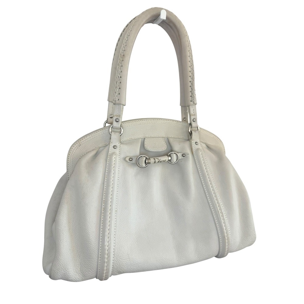 Christian Dior My Dior Frame Pocket Satchel Ivory Calfskin Leather 2006